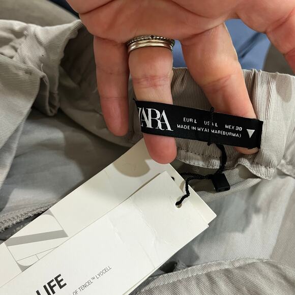 Zara Cargo Wide Leg Pants Size L Gray NWT Streetwear Utility Y2K - Picture 7 of 8